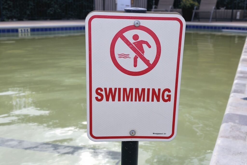 se baigner dans une piscine trouble sans danger