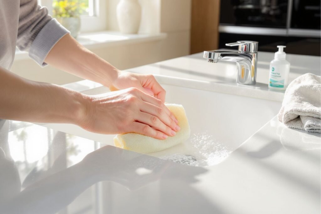 nettoyer un évier en résine