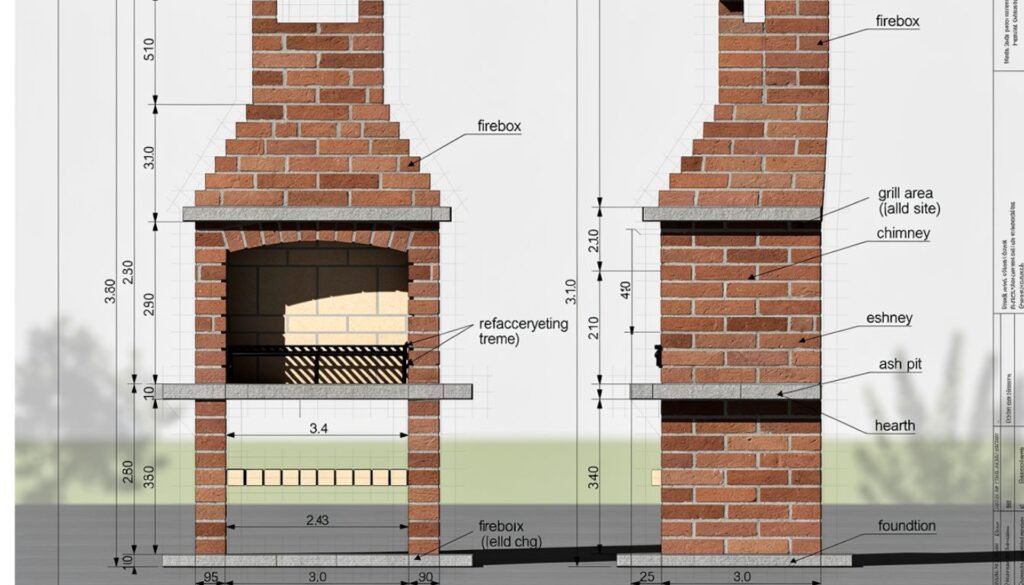 plan pour construire un barbecue en briques avec cheminée