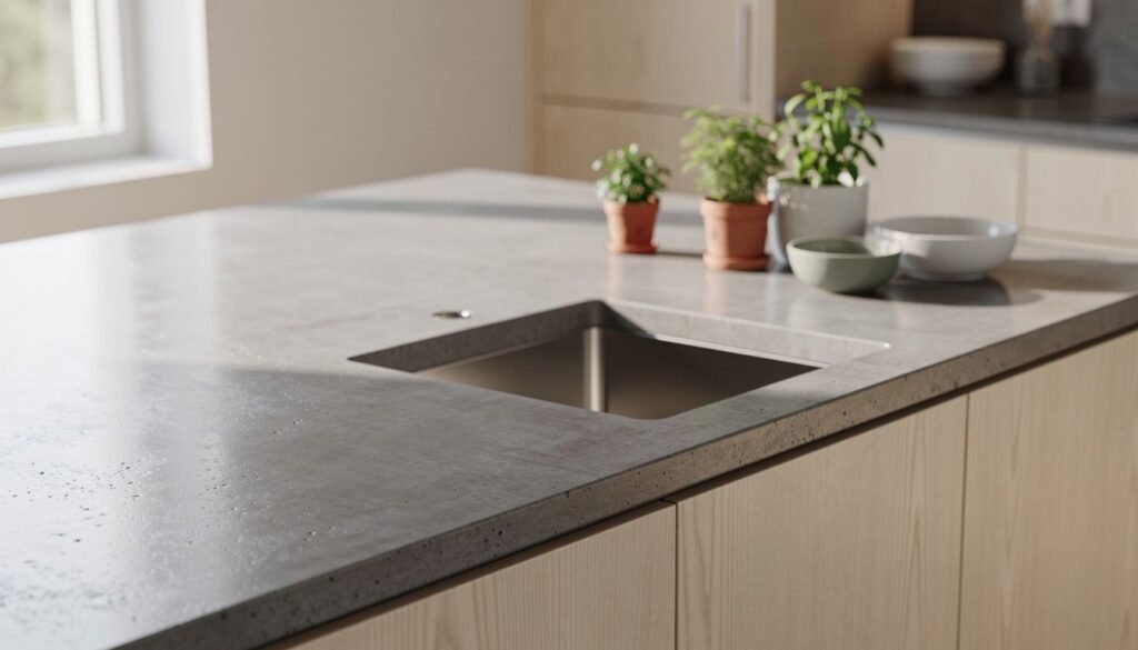 plan de travail beton ciré cuisine