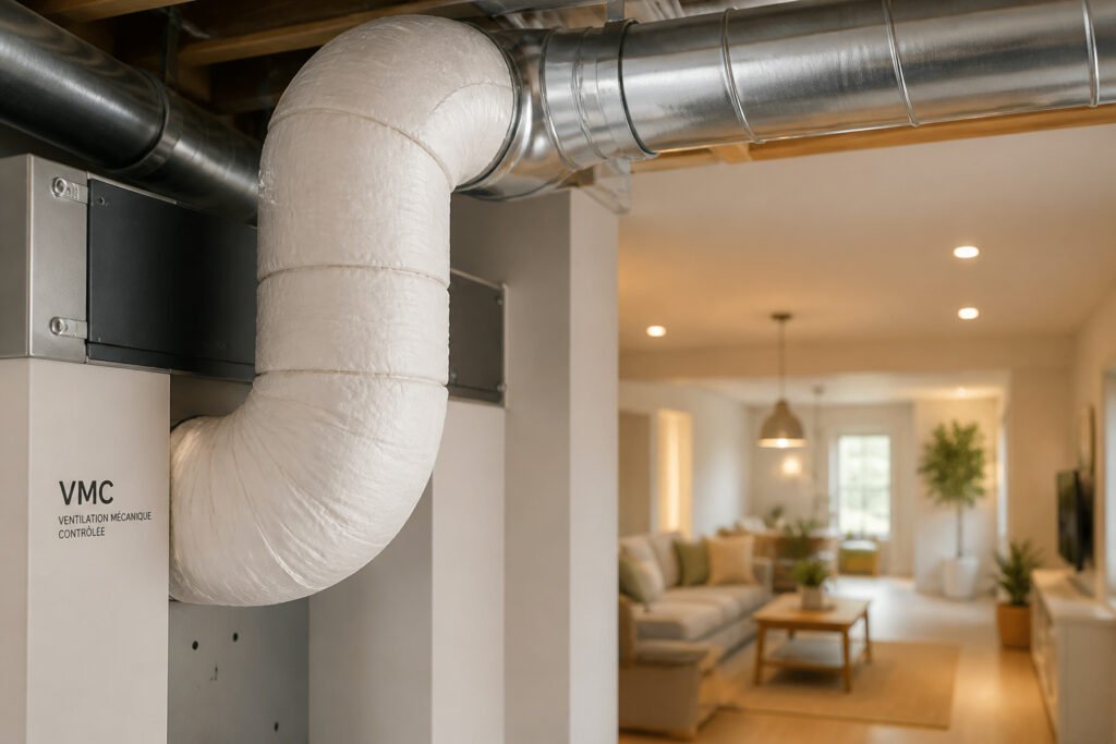 Conduits vmc isoles dans une maison moderne