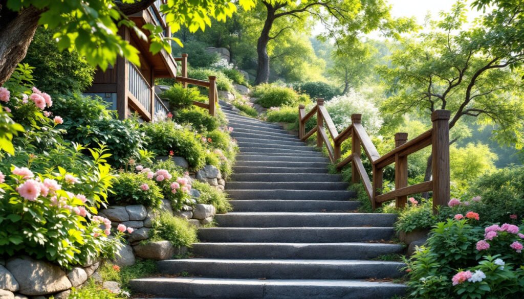 découvrez nos conseils pratiques pour aménager un escalier de jardin sécurisé et esthétique sur une pente raide, alliant fonctionnalité et design.
