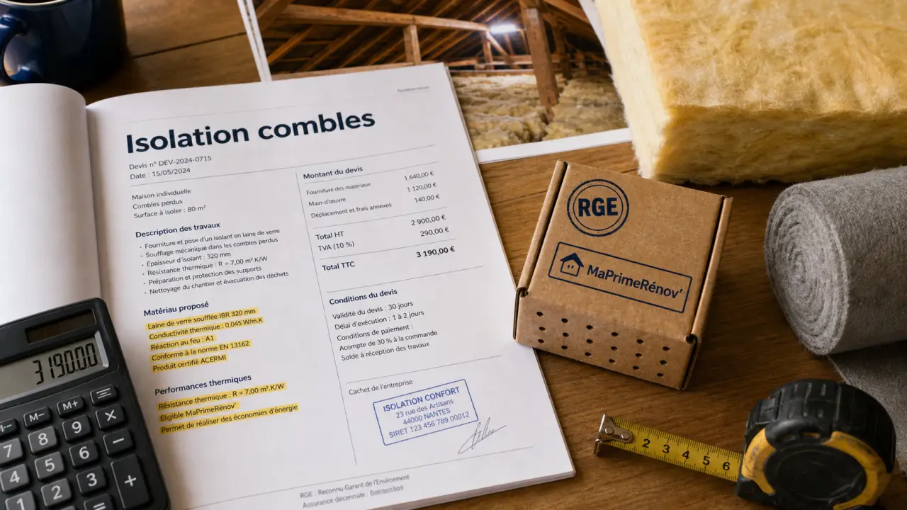 Devis isolation des combles : estimation prix au m² et aides