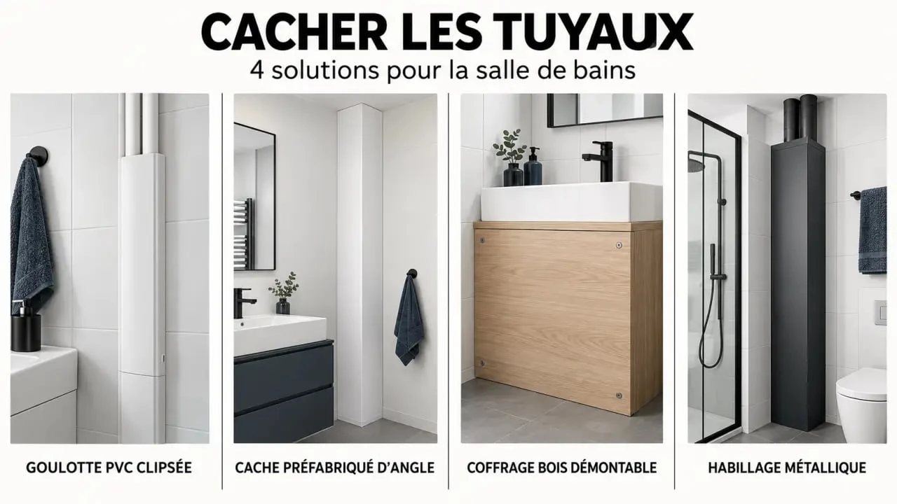 Comparaison de solutions de cache tuyau plomberie dans une salle de bains