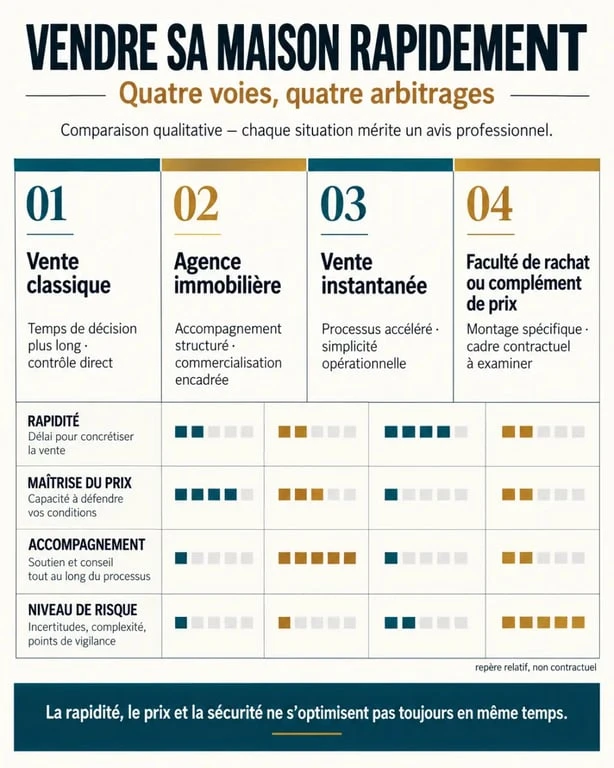 Infographie des solutions pour vendre sa maison rapidement