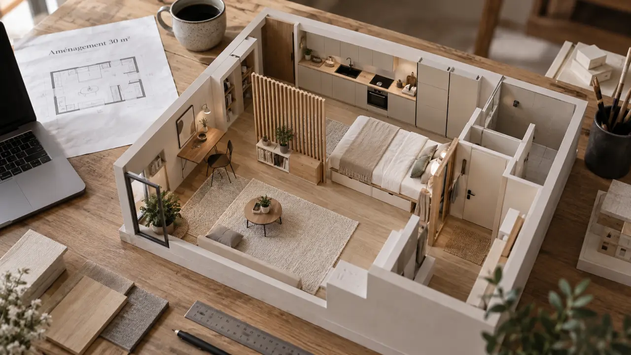 Aménagement petit appartement 30m2 : studio de 30 m², zones optimisées