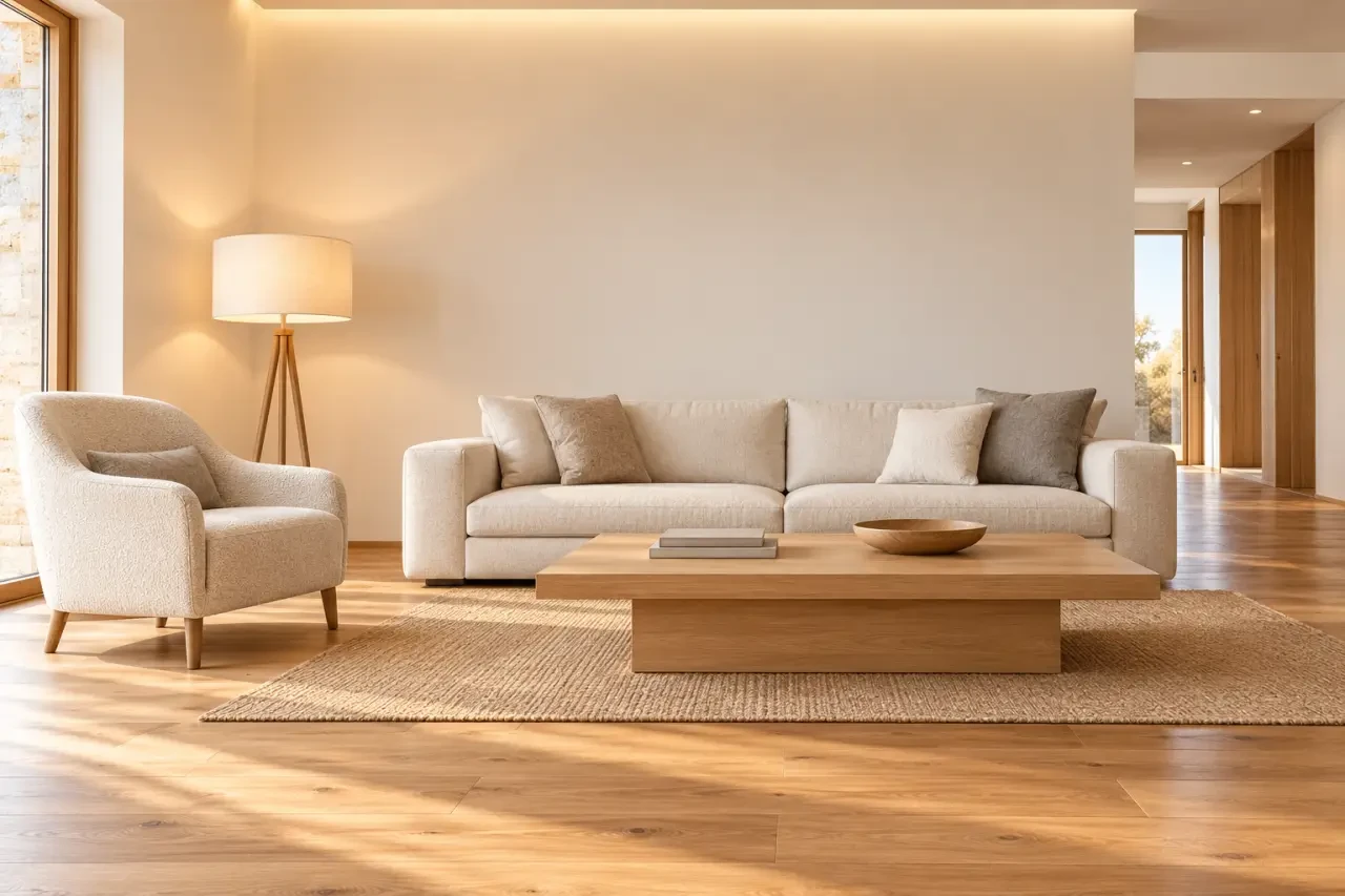 Jolie maison décoration avec salon chaleureux et éclairage adapté aux usages
