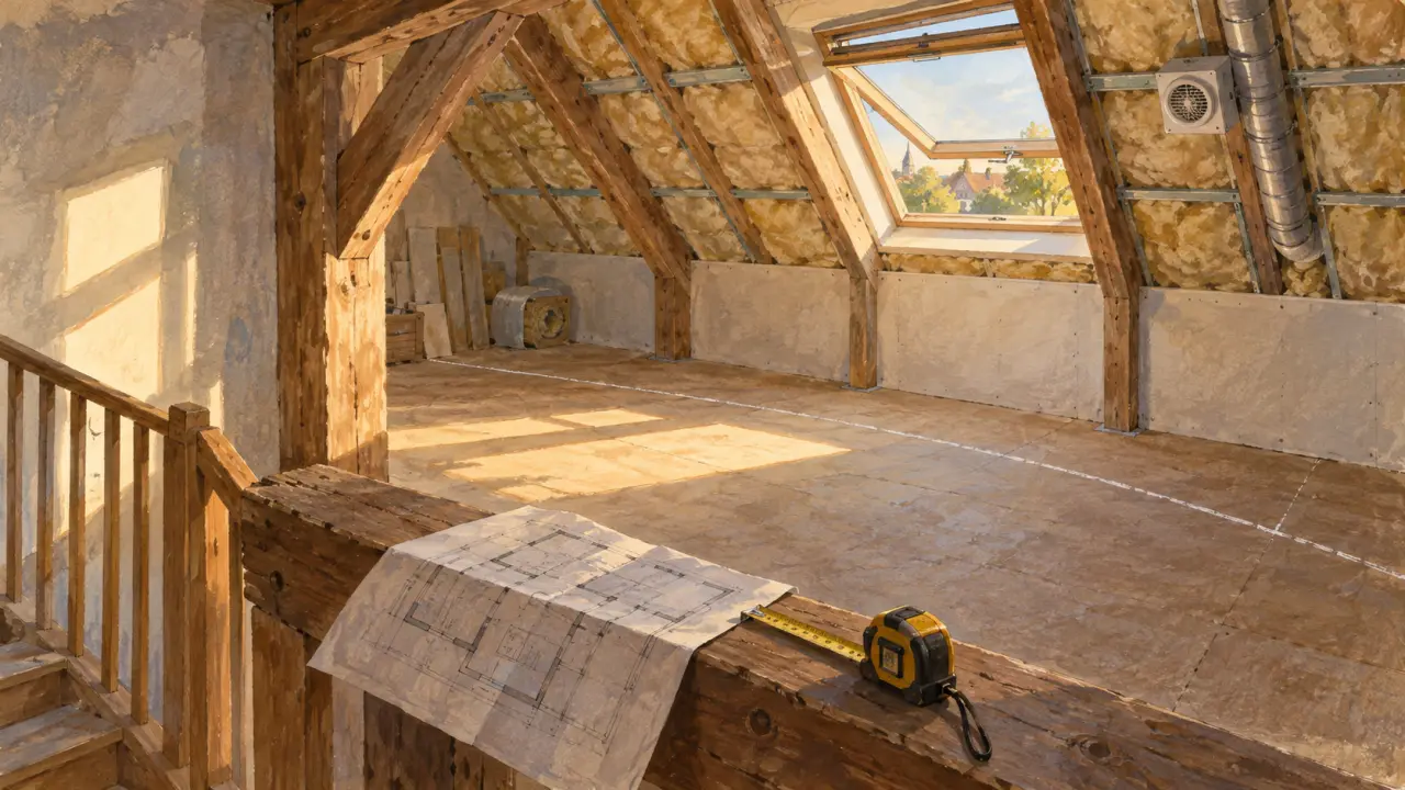 Grenier maison : hauteur sous toiture 1,80 m pour aménagement habitable