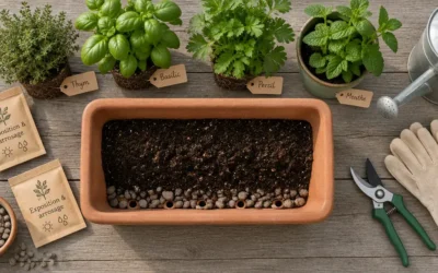 Une jardinière de plantes aromatiques réussie : 30 cm pour les vivaces et des associations adaptées